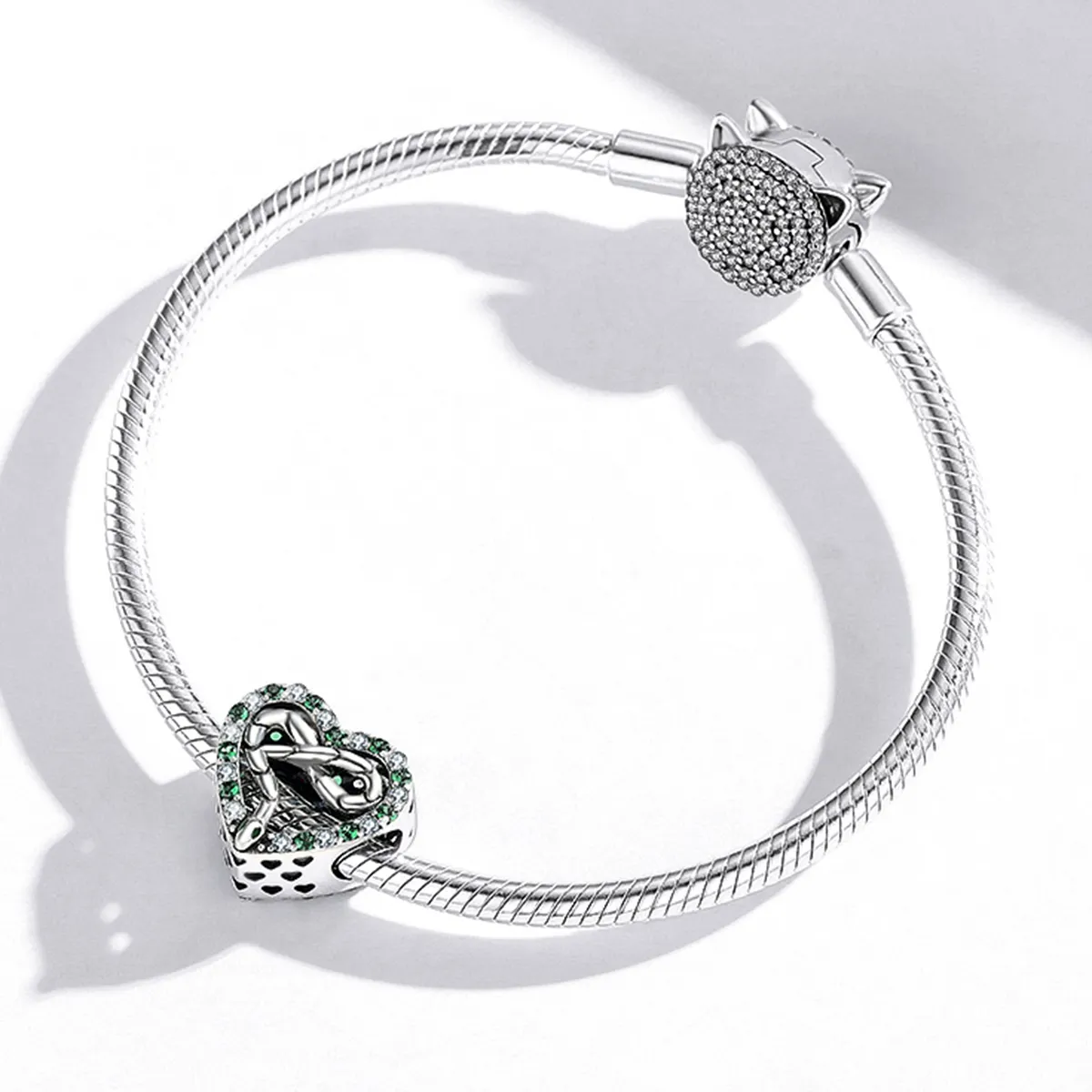 Pandora Style Heart Snake Charm - BSC507