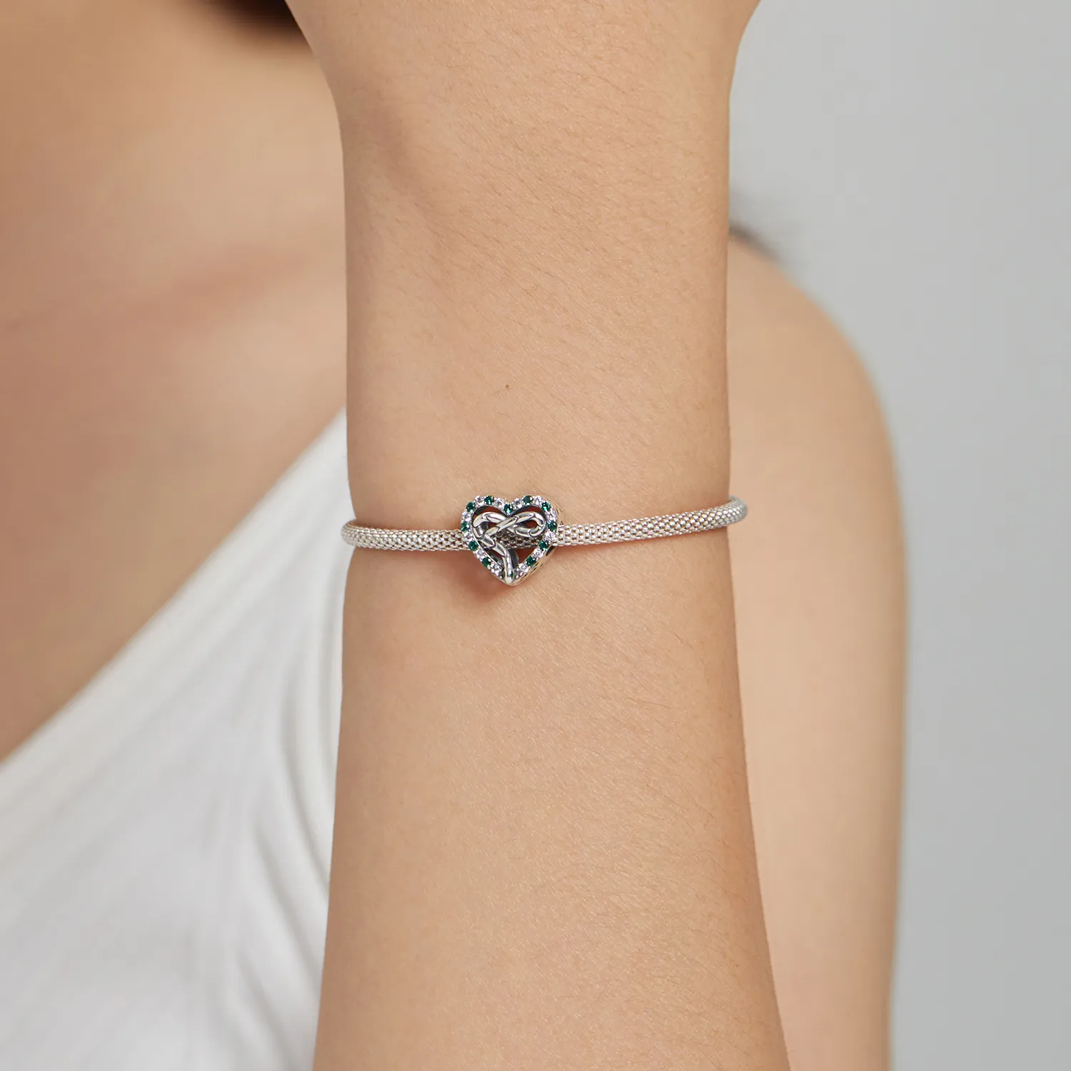 Pandora Style Heart Snake Charm - BSC507
