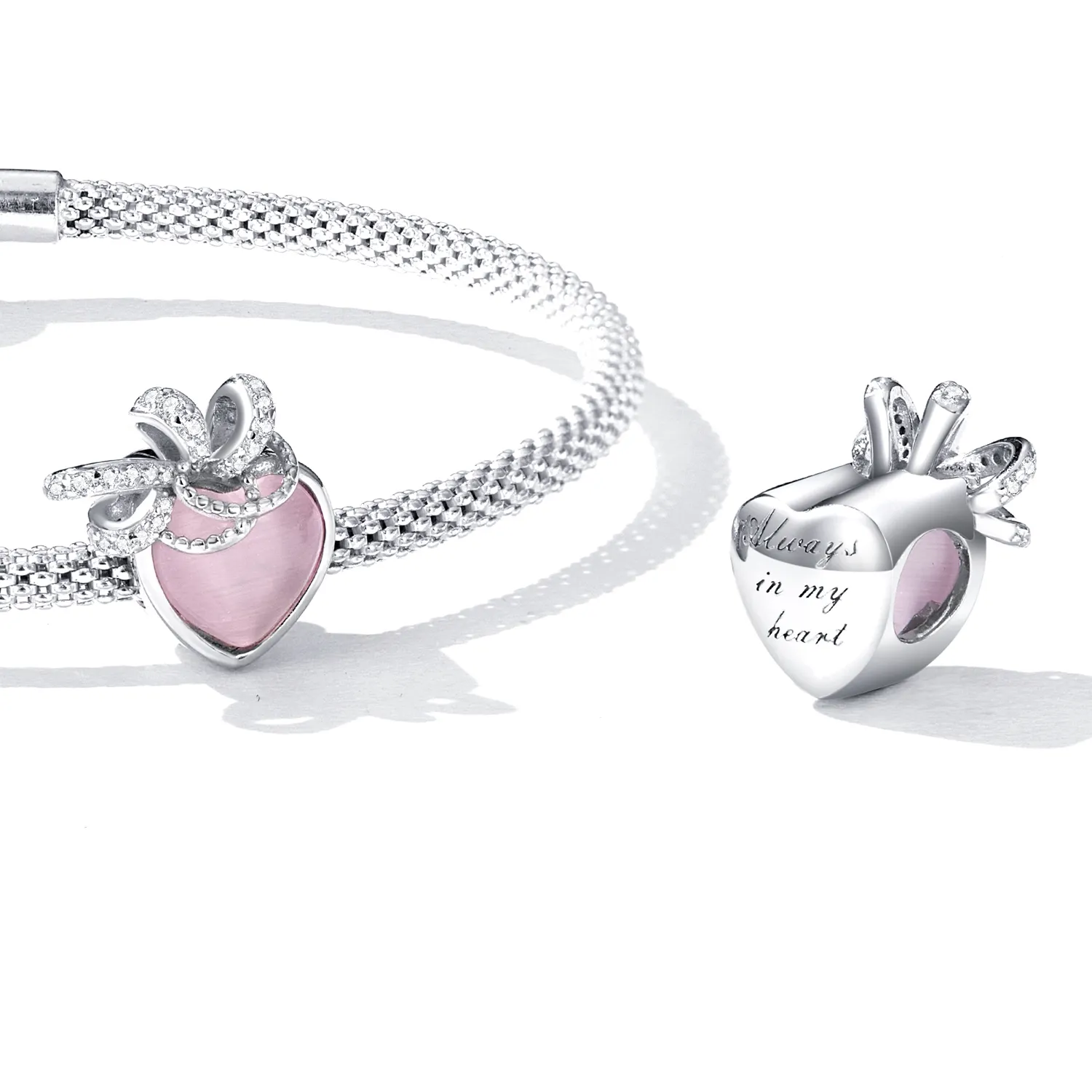 Pandora Style Pink Heart Charm - SCC2261