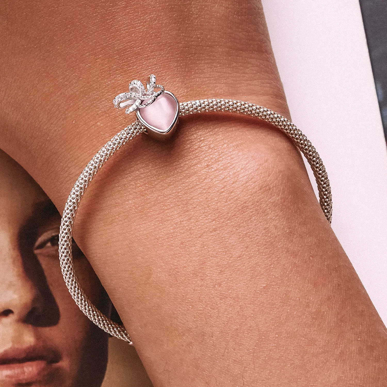 Pandora Style Pink Heart Charm - SCC2261