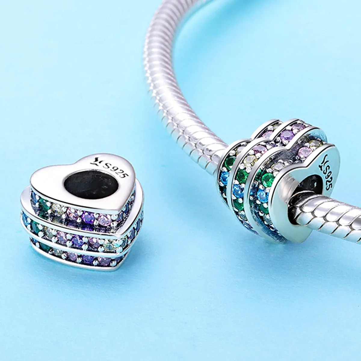 Pandora Style Rainbow Heart Charm - SCC725