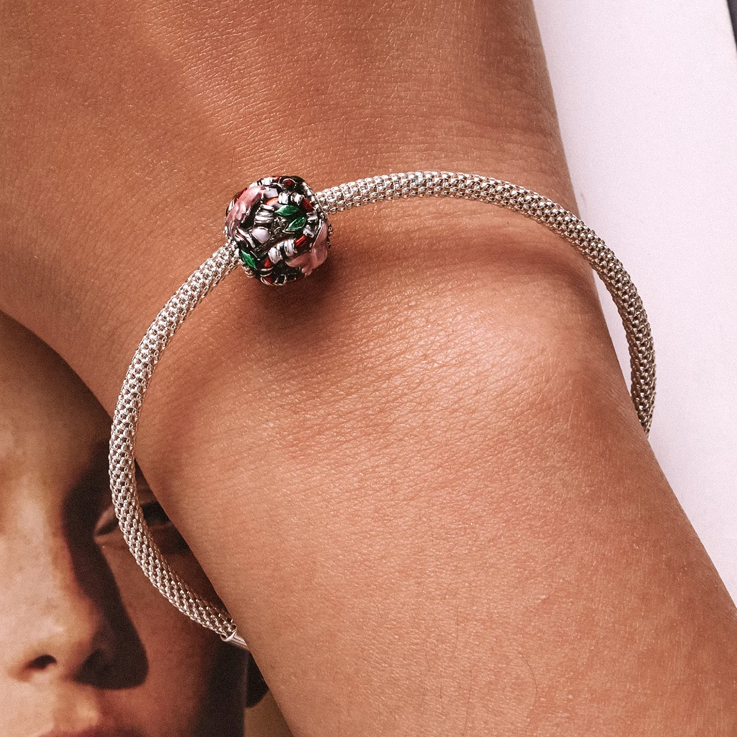 Pandora Style Snake Flower Charm - SCC2250