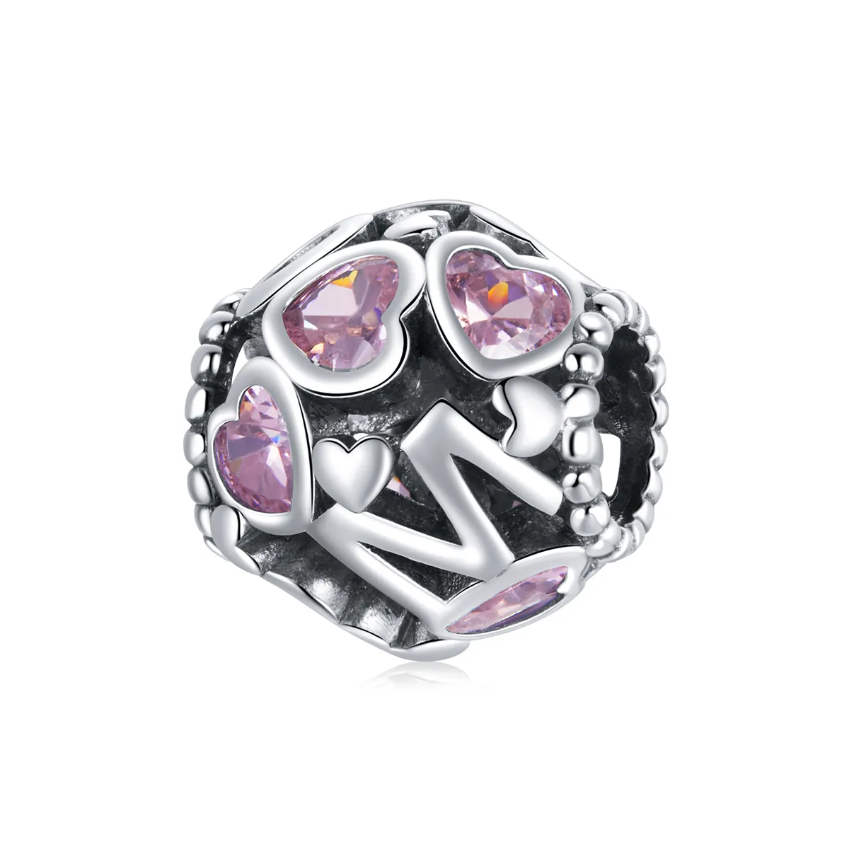 pandora style spherical heart charm bsc421