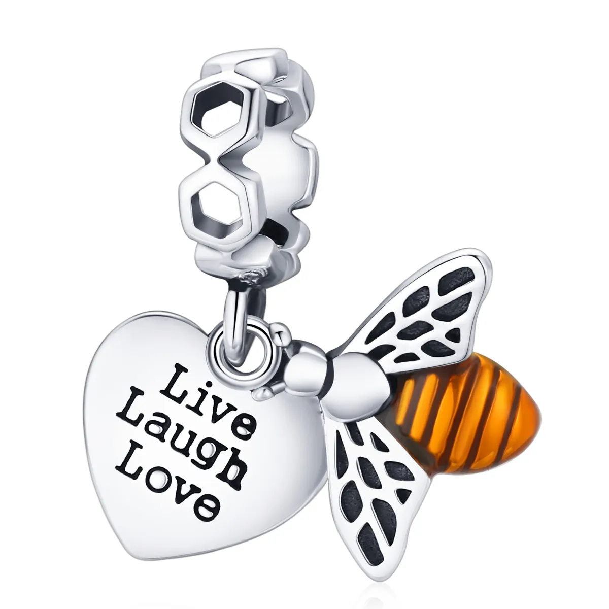 pandora style bees and hearts dangle bsc495