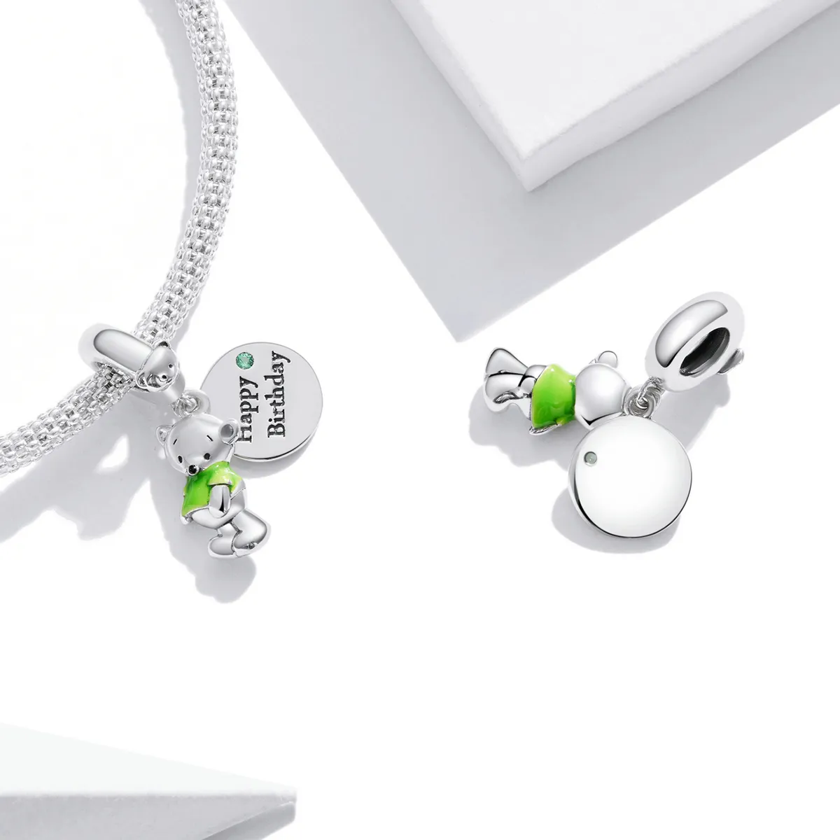 Pandora Style Birthday Bear Dangle - BSC560