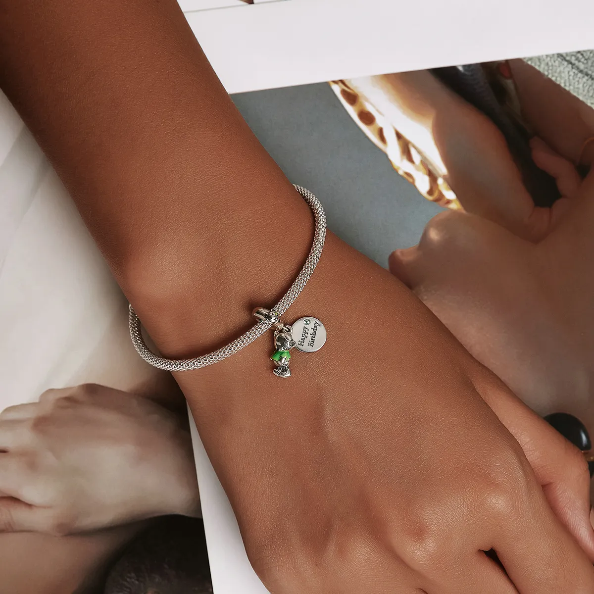 Pandora Style Birthday Bear Dangle - BSC560
