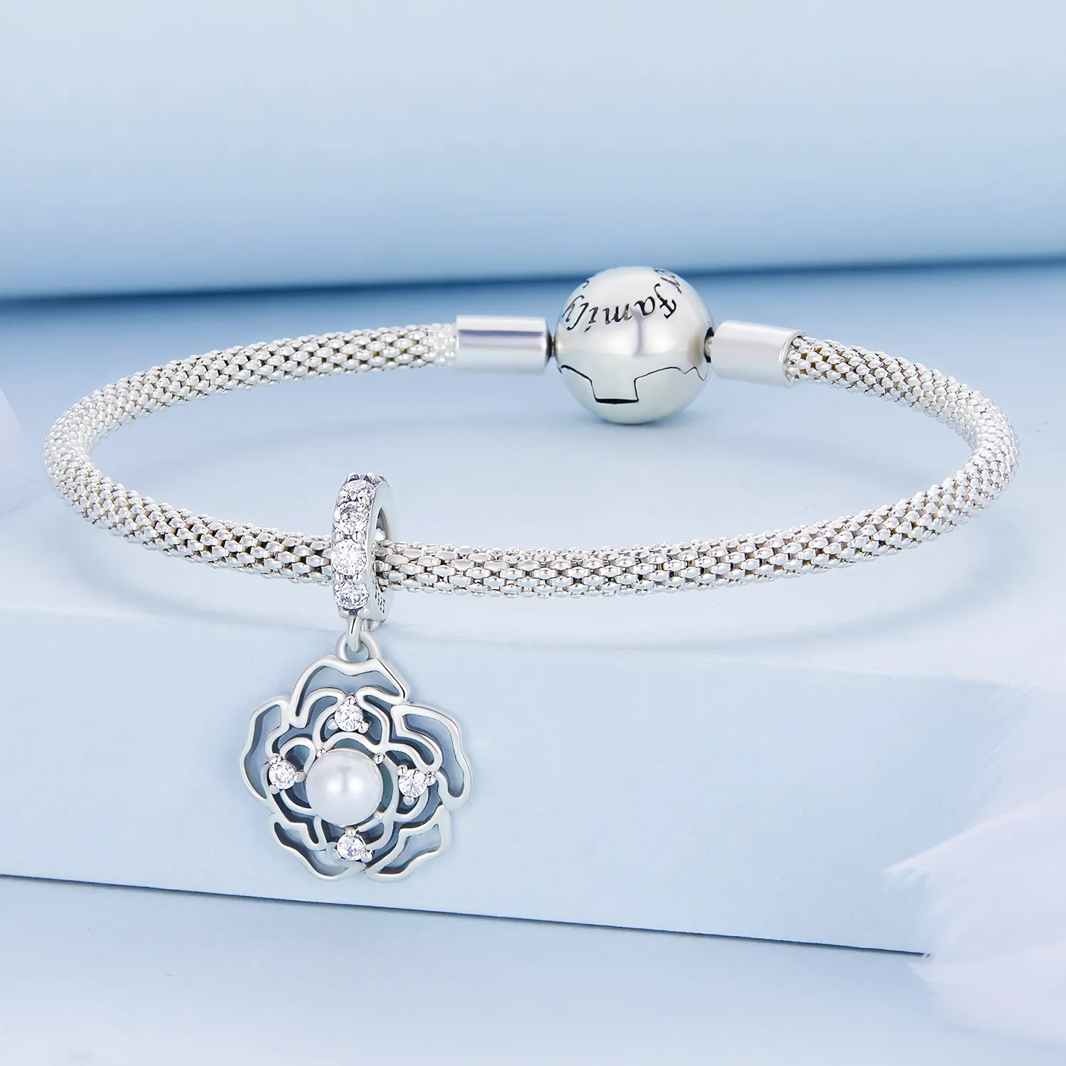 Pandora Style Camellia Dangle - BSC676