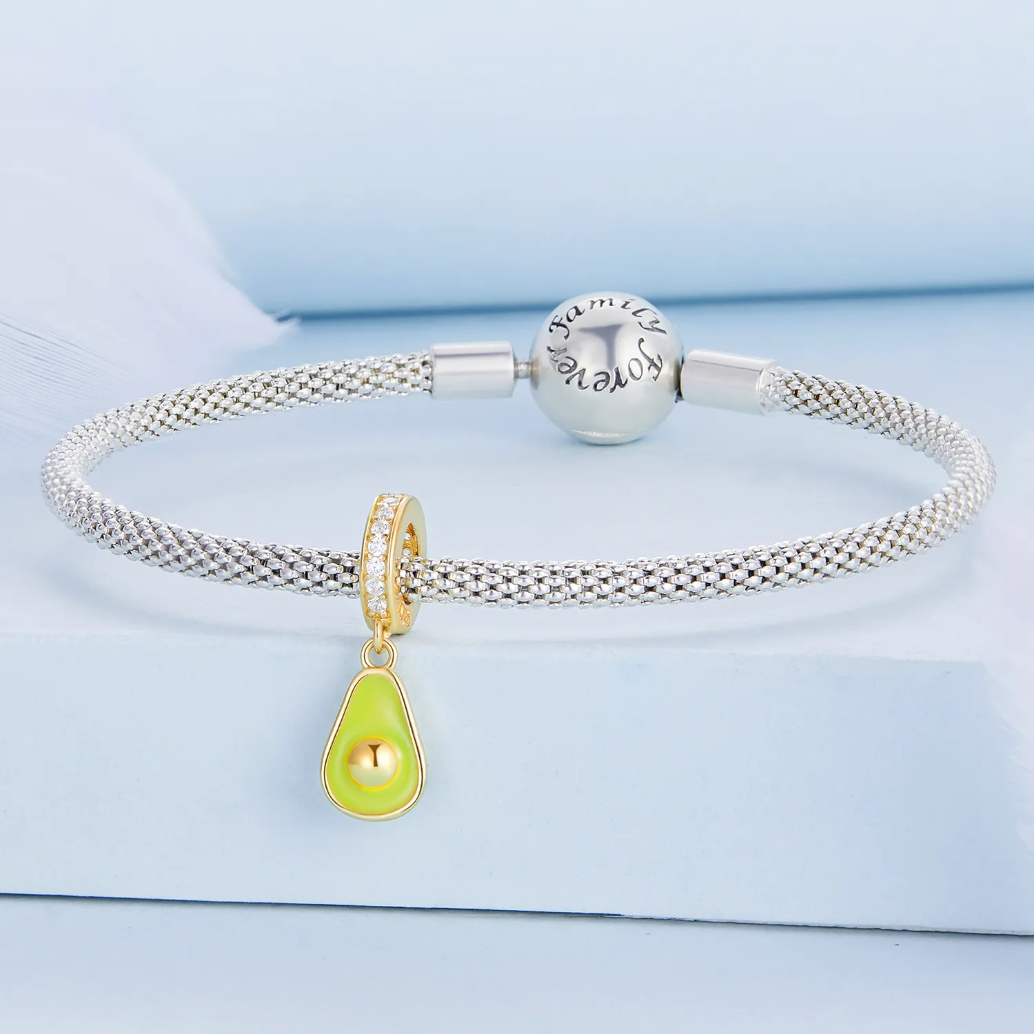 Pandora Style Creamy Avocado Dangle - BSC679