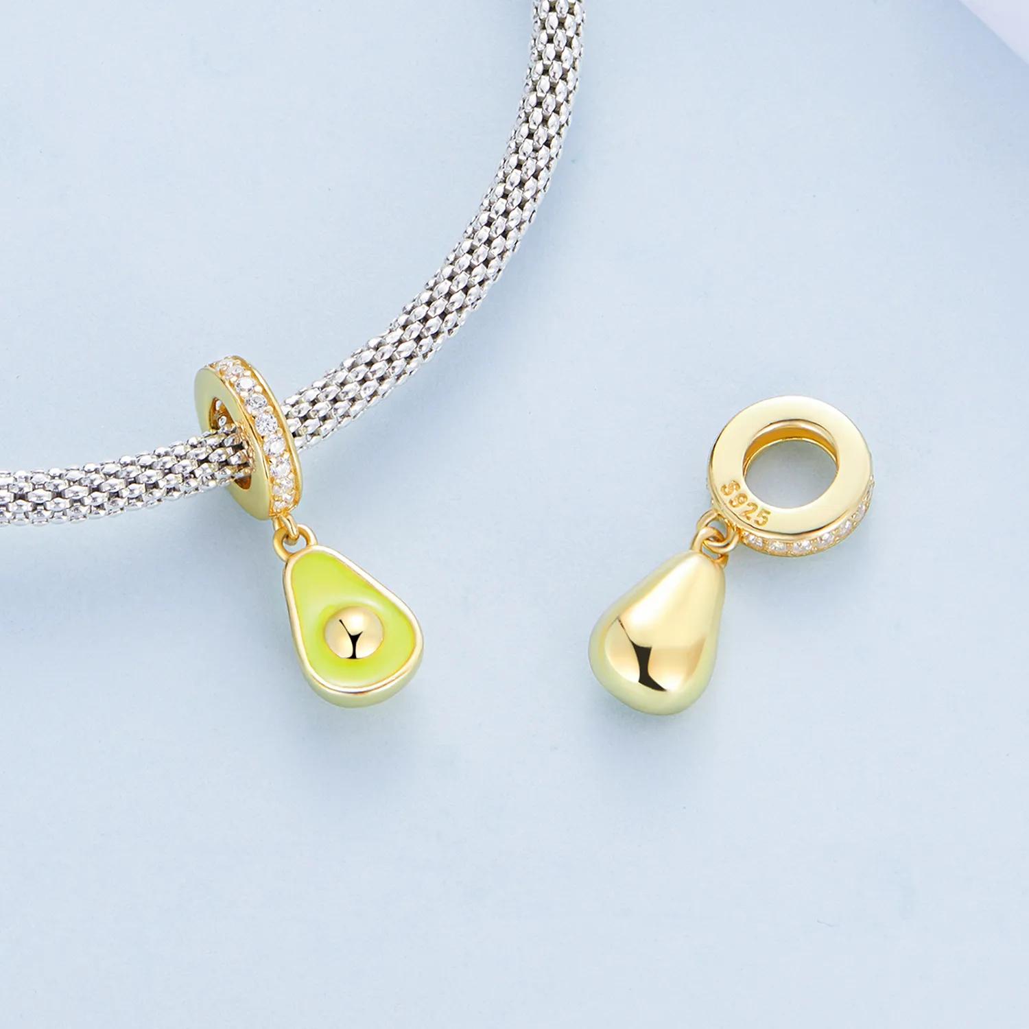 Pandora Style Creamy Avocado Dangle - BSC679