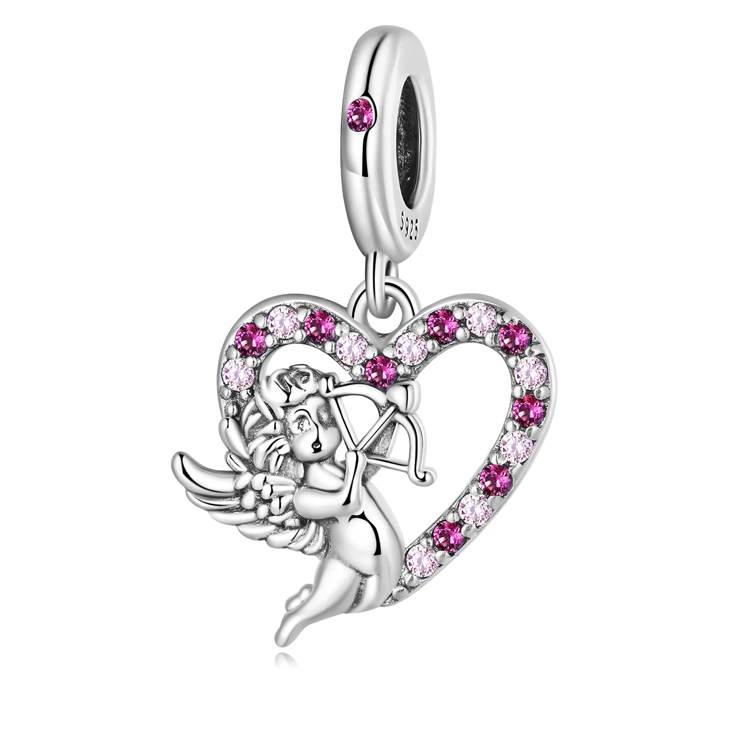 pandora style cupid heart dangle scc2324