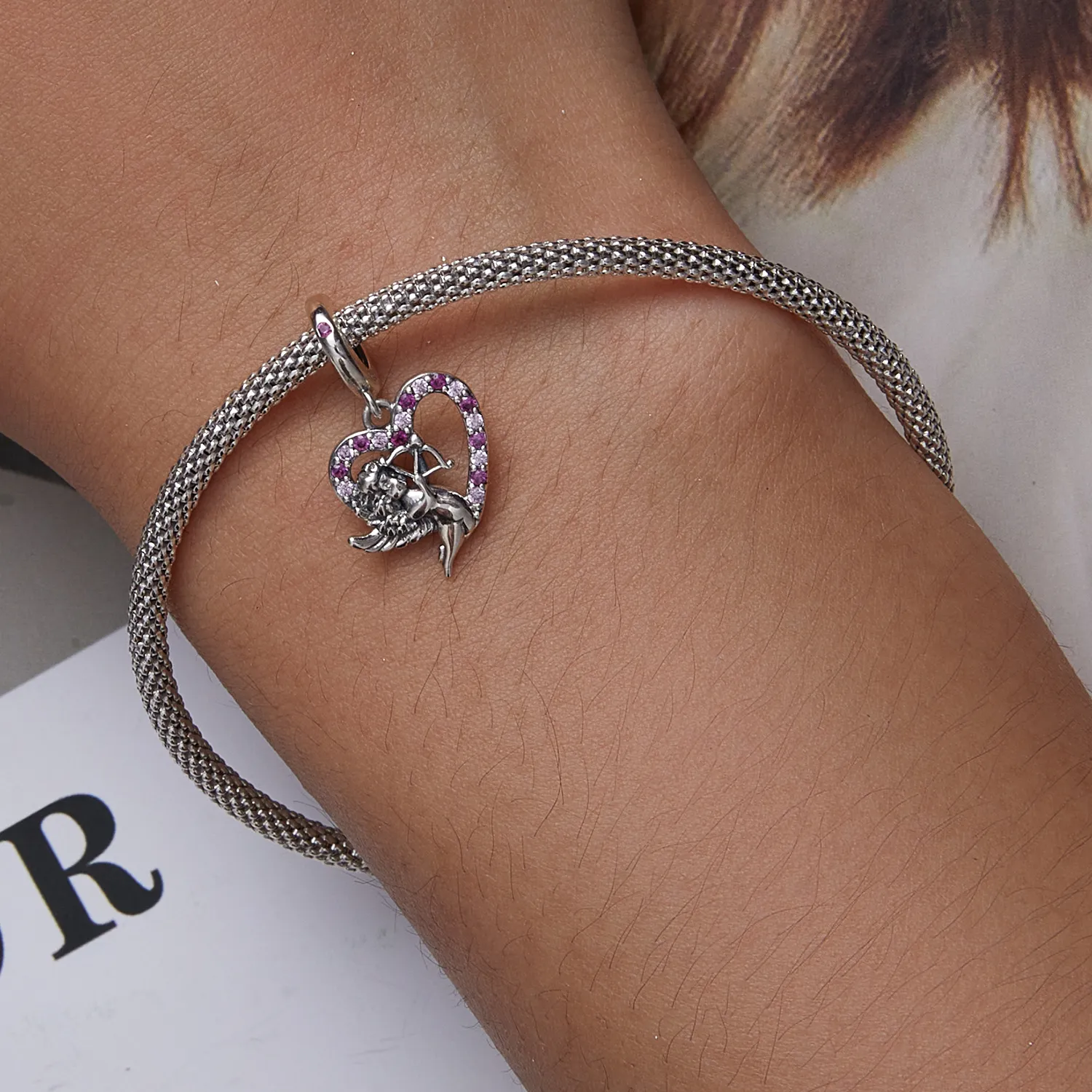 Pandora Style Cupid Heart Dangle - SCC2324