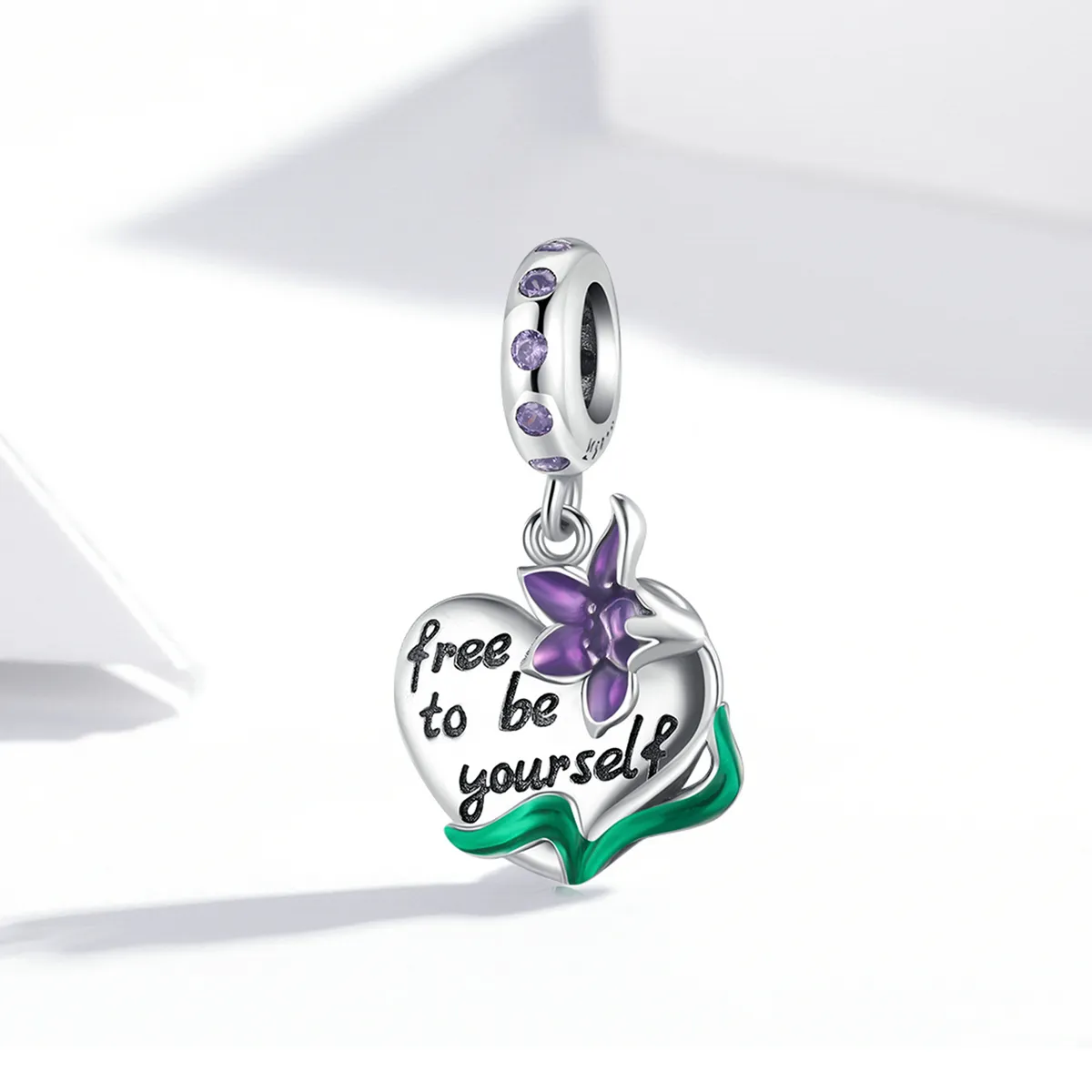 Pandora Style Feminine Power-Love Purple Iris Dangle - SCC2143