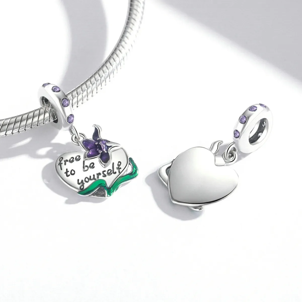 Pandora Style Feminine Power-Love Purple Iris Dangle - SCC2143