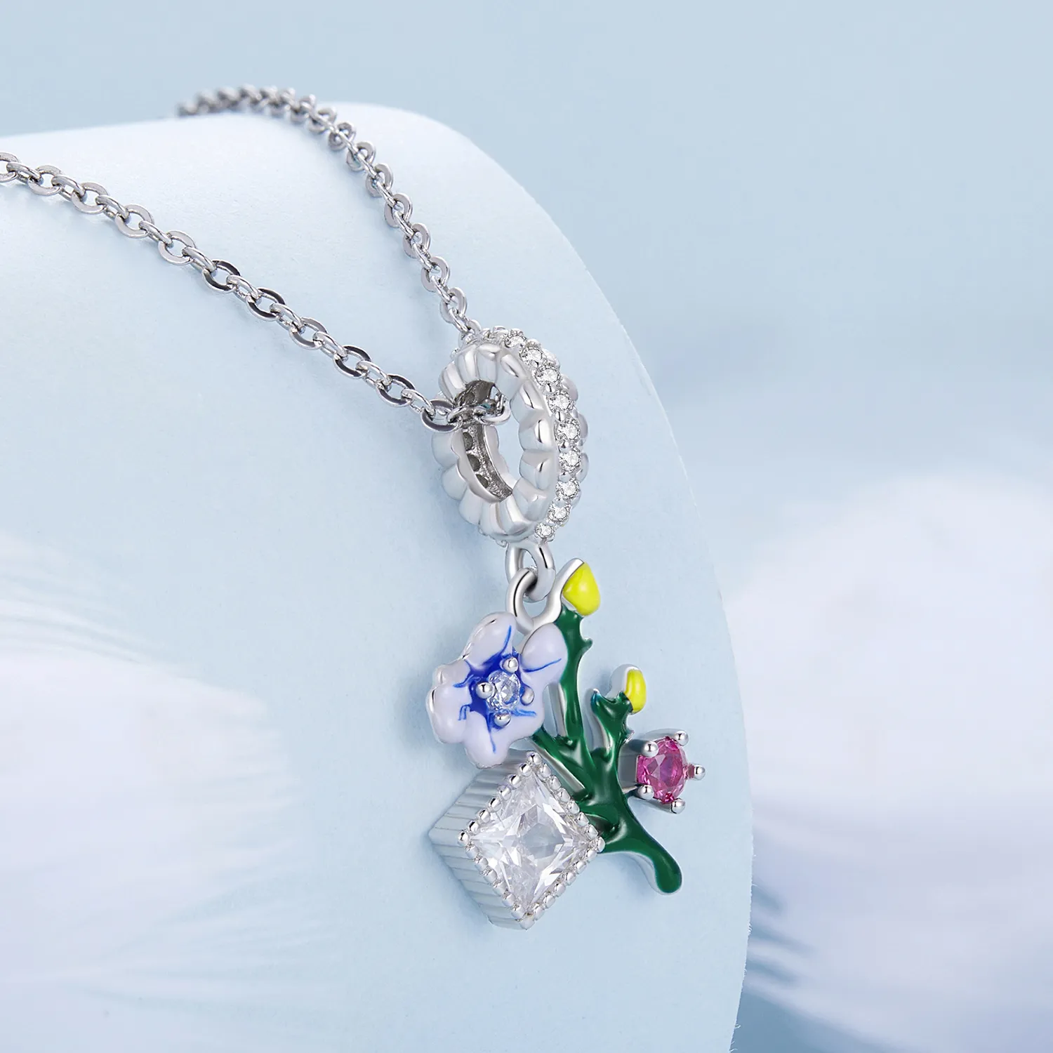 Pandora Style Flowers Dangle - BSC645