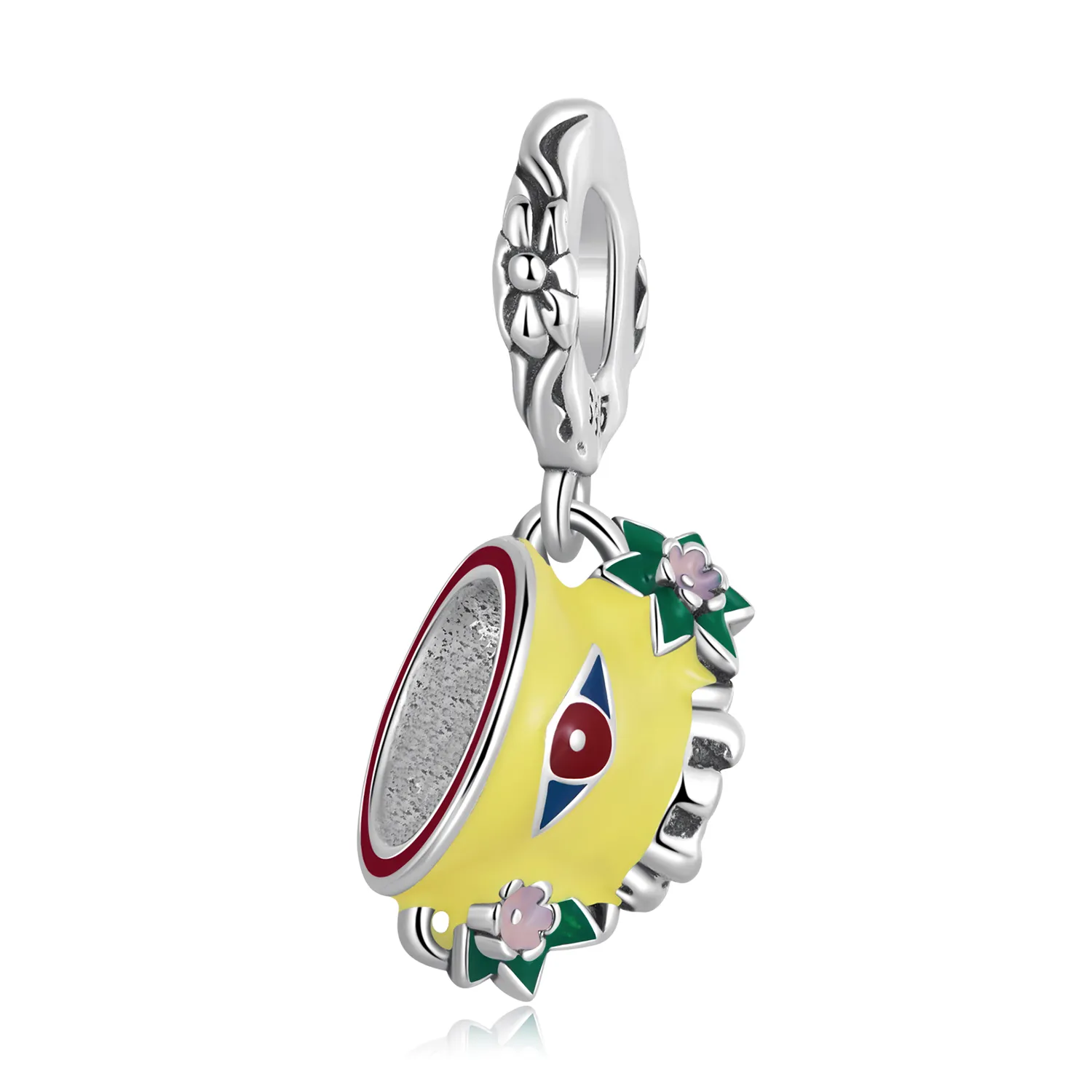 pandora style grotesque devil's eye teacup dangle scc2375