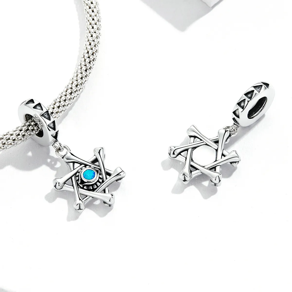 Pandora Style Hexagram Devil Eye Dangle - SCC2174