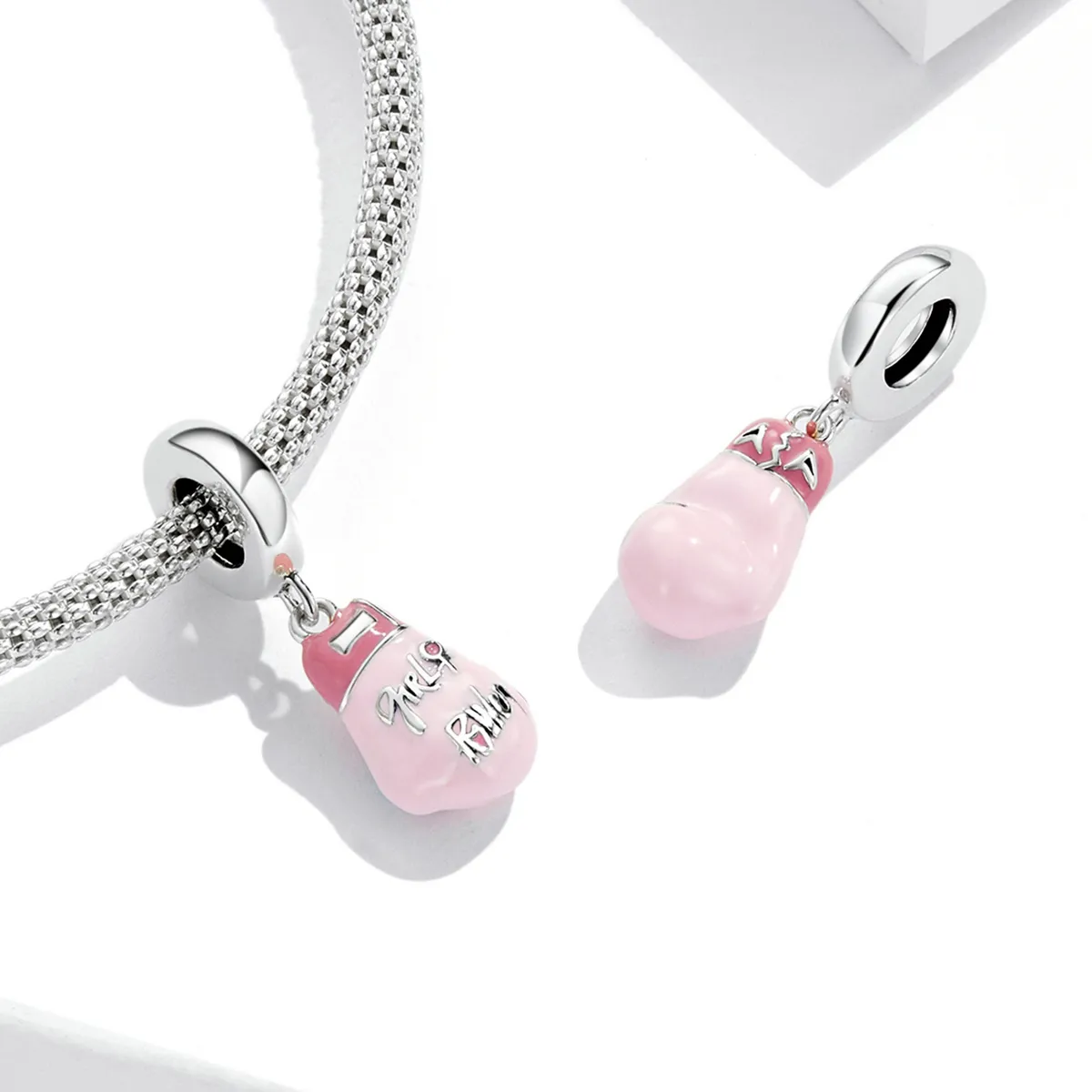 Pandora Style Pink Boxing Gloves Dangle - SCC2148