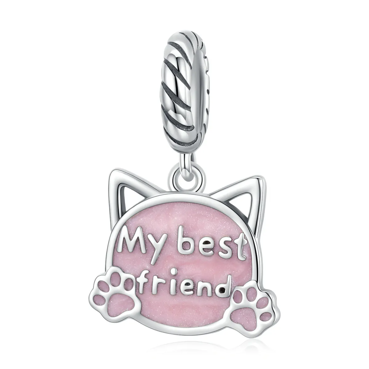 pandora style pink cat dangle bsc519