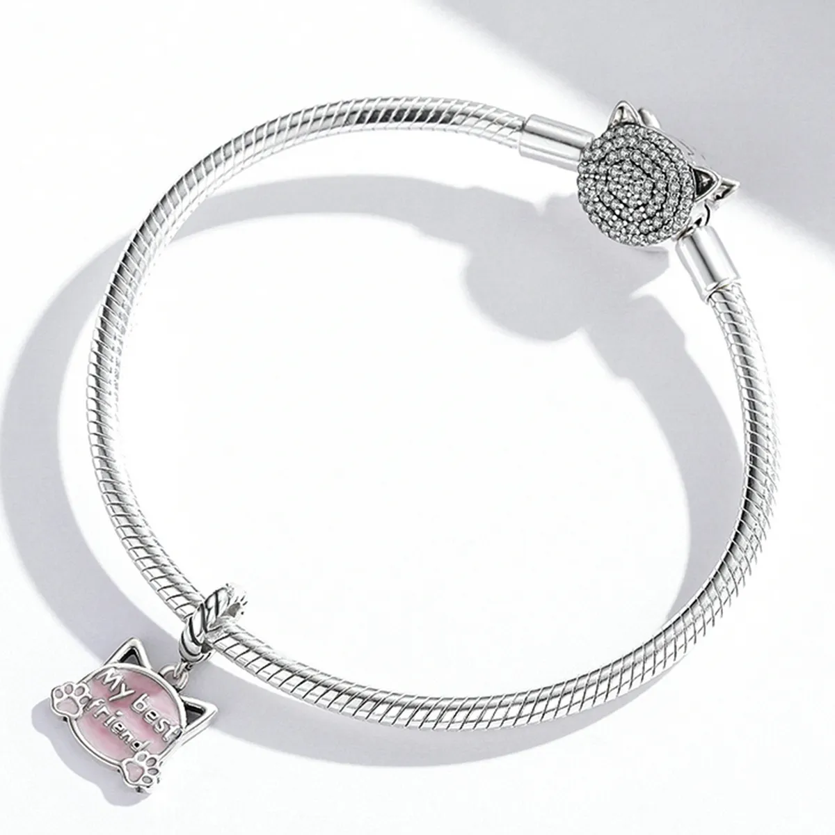 Pandora Style Pink Cat Dangle - BSC519