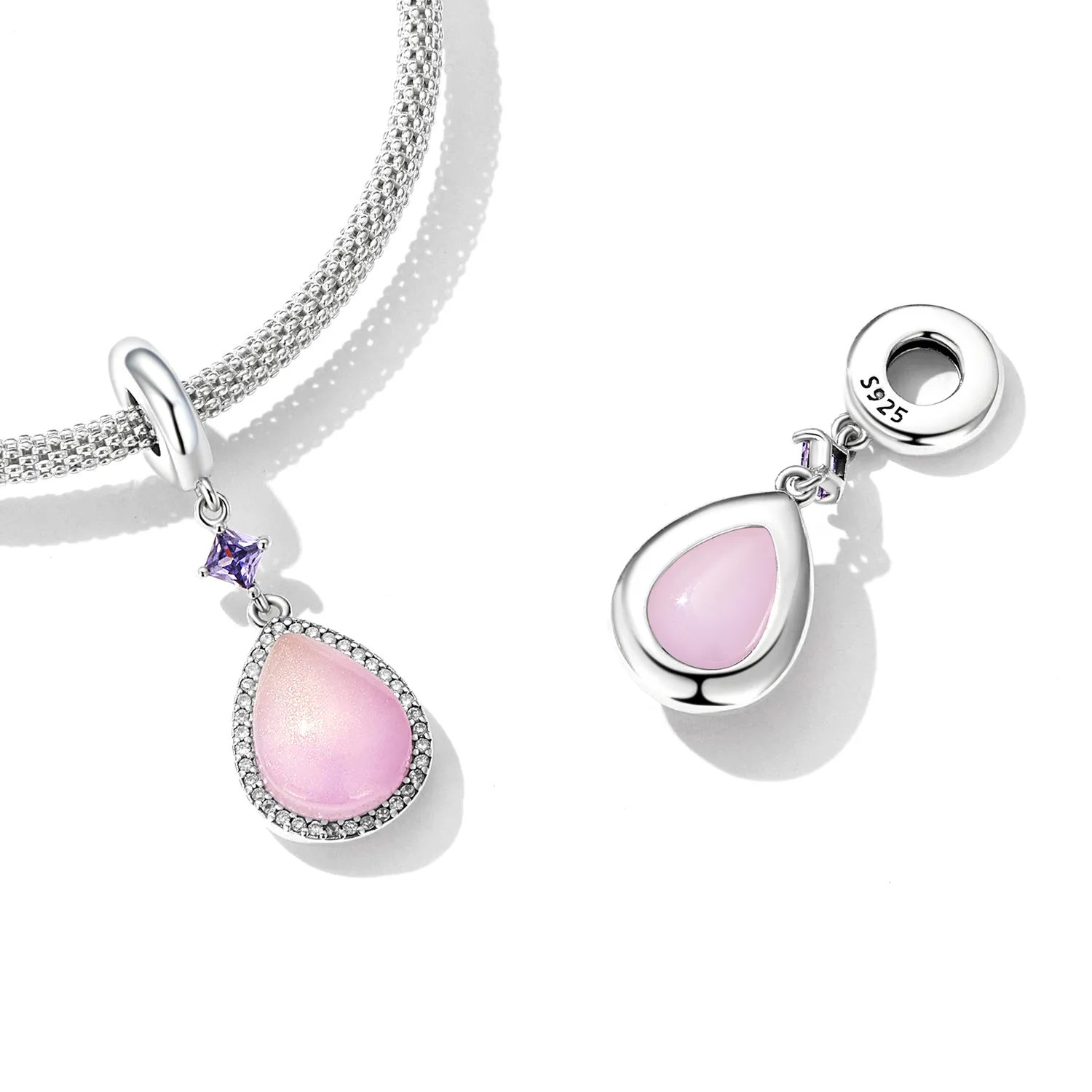 Pandora Style Pink Water Drop Dangle - SCC2272