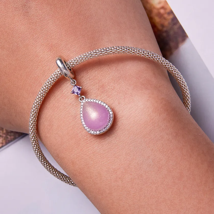 Pandora Style Pink Water Drop Dangle - SCC2272