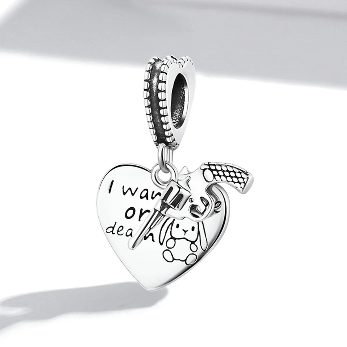 Pandora Style Pistol Heart Dangle - SCC1993