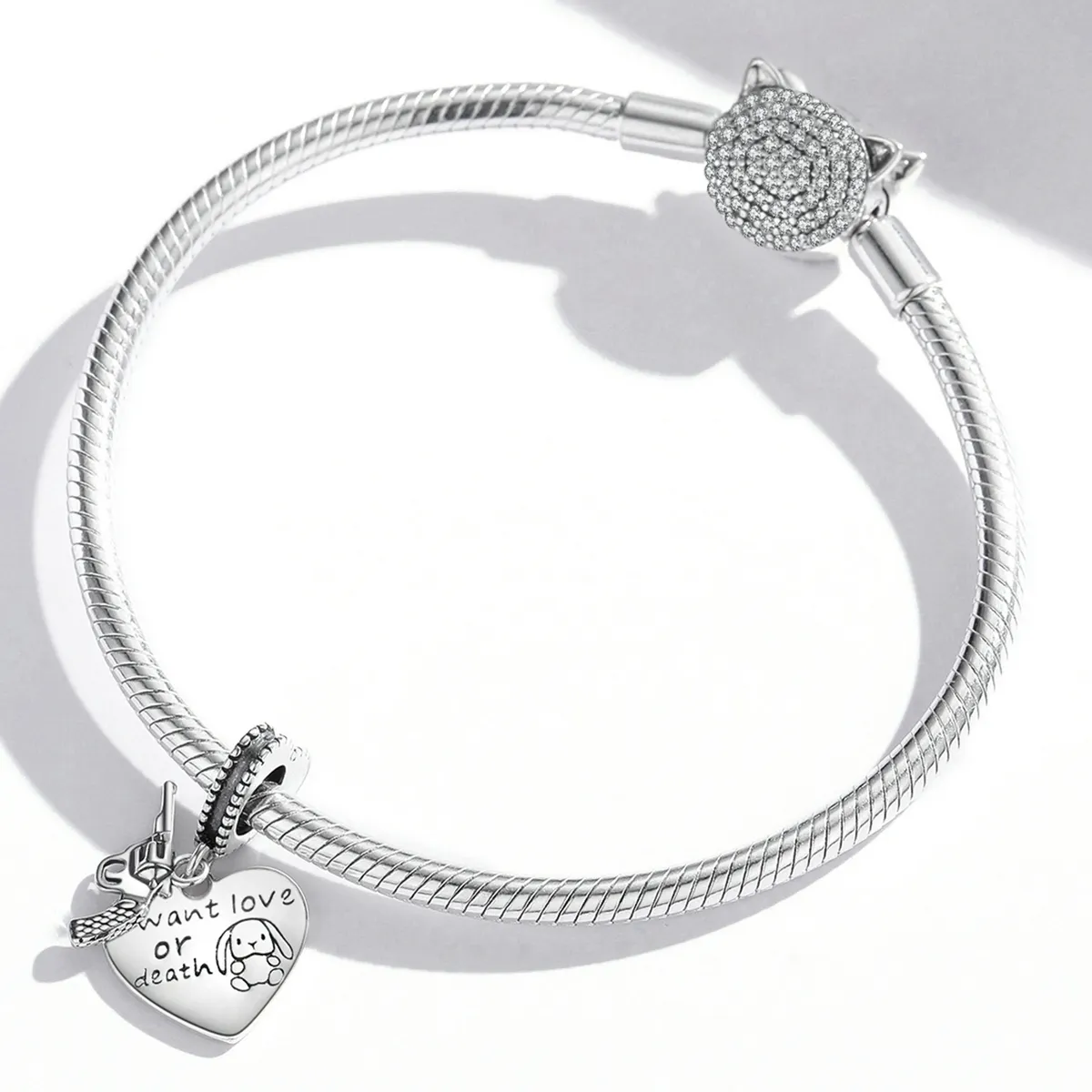 Pandora Style Pistol Heart Dangle - SCC1993