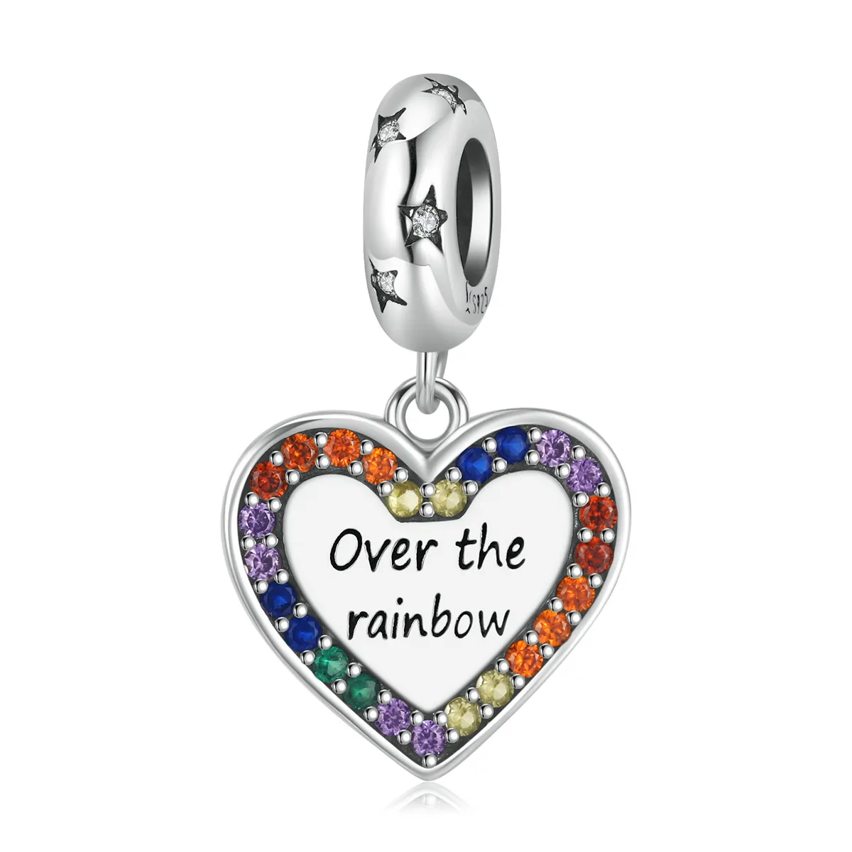 Pandora Style Rainbow Heart Dangle - SCC2146