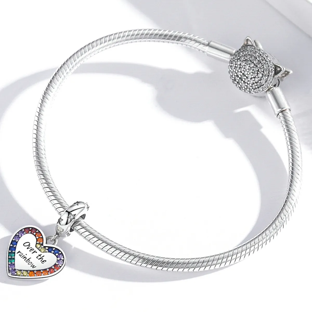 Pandora Style Rainbow Heart Dangle - SCC2146