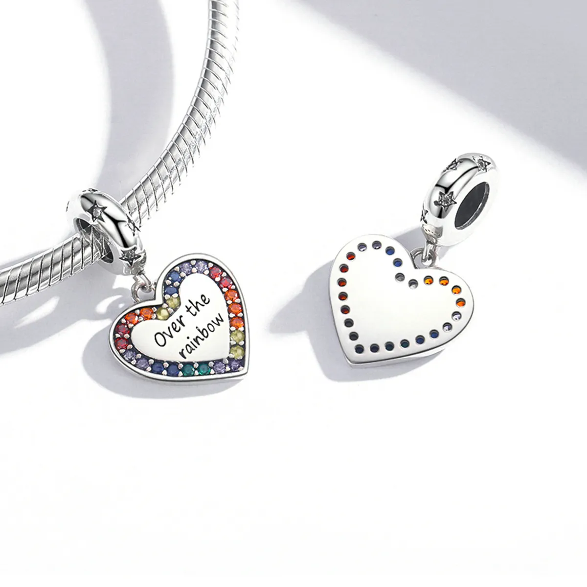 Pandora Style Rainbow Heart Dangle - SCC2146