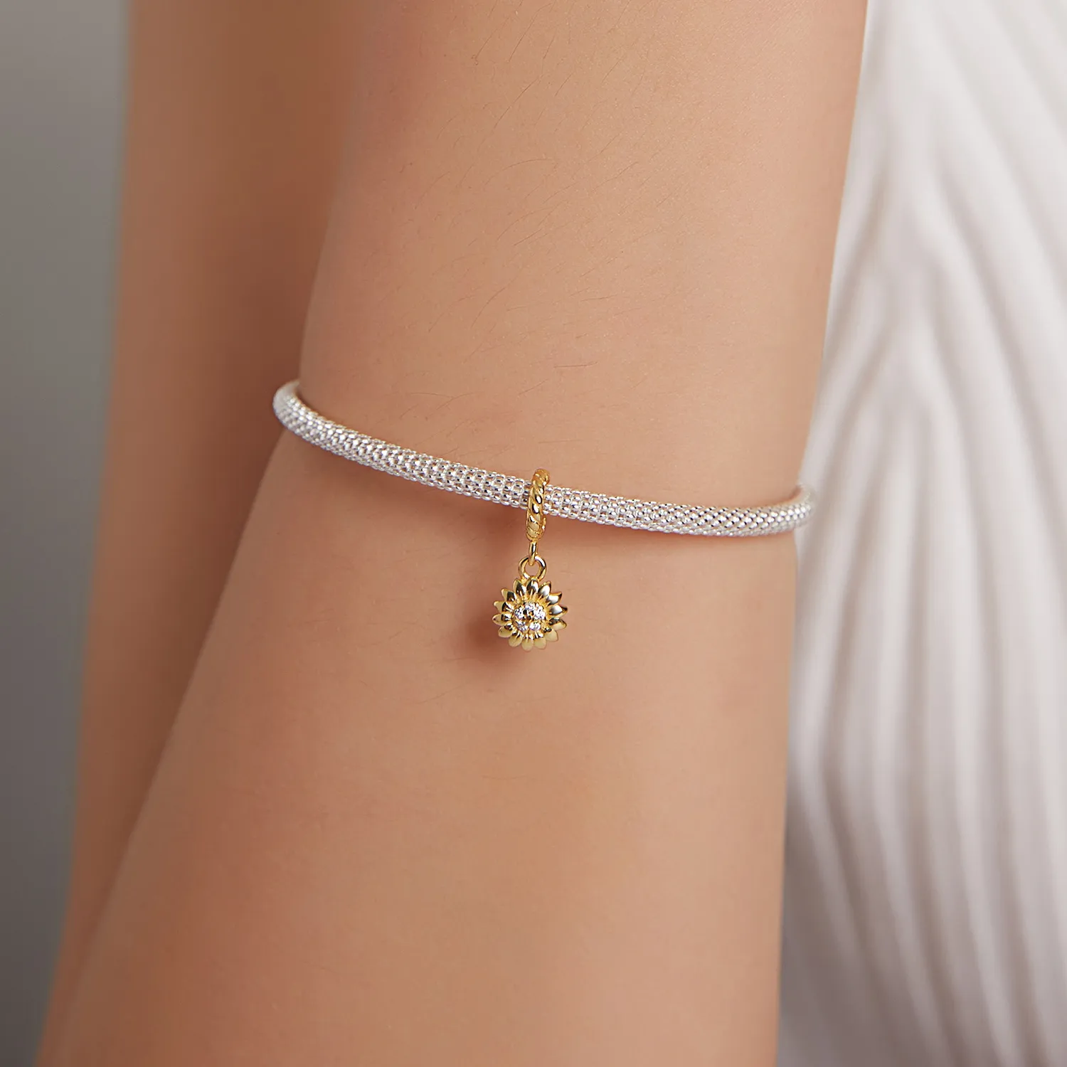 Pandora Style Shining Sun Flower Dangle - BSX002-L