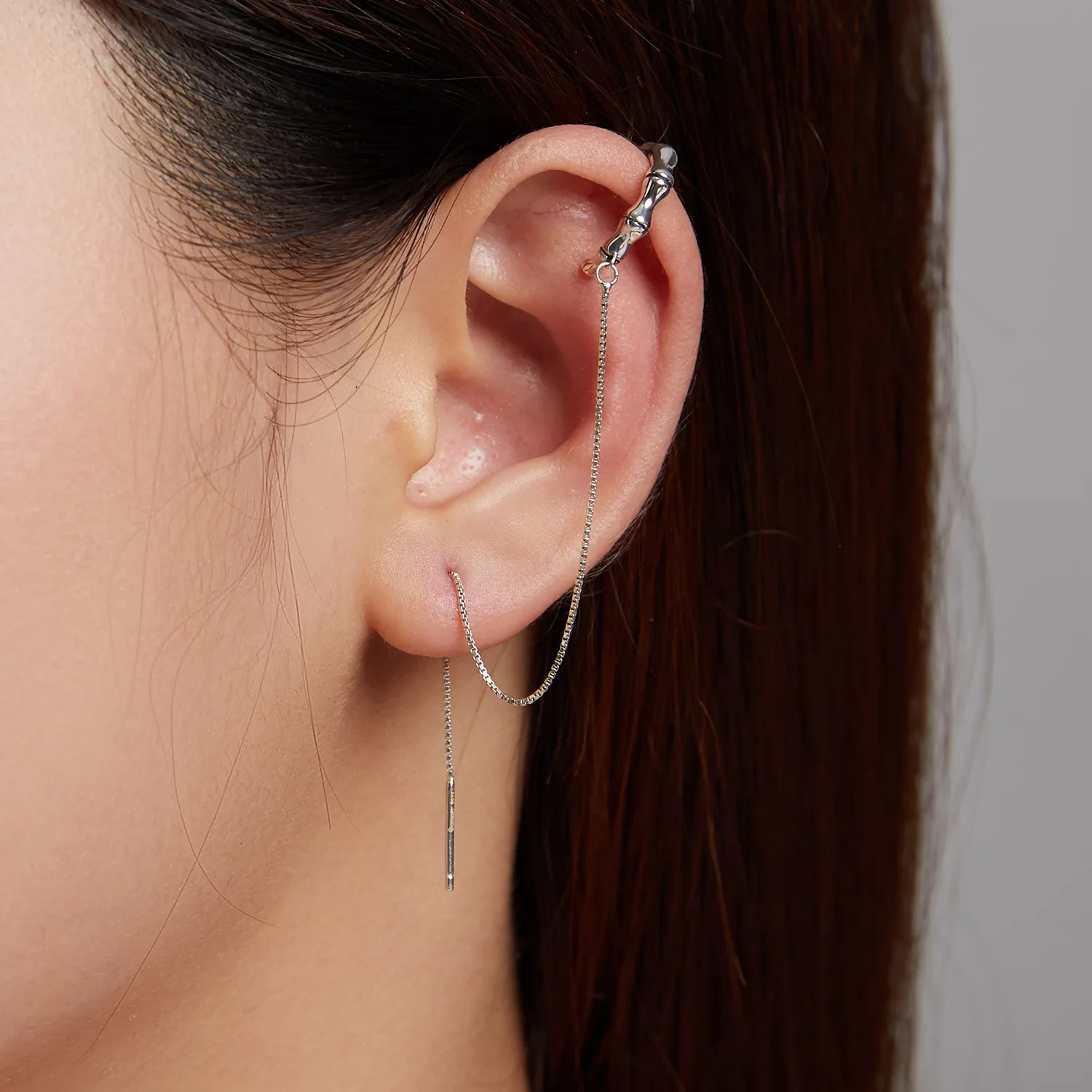 Pandora Style Silver Bamboo Ear clip - BSE511