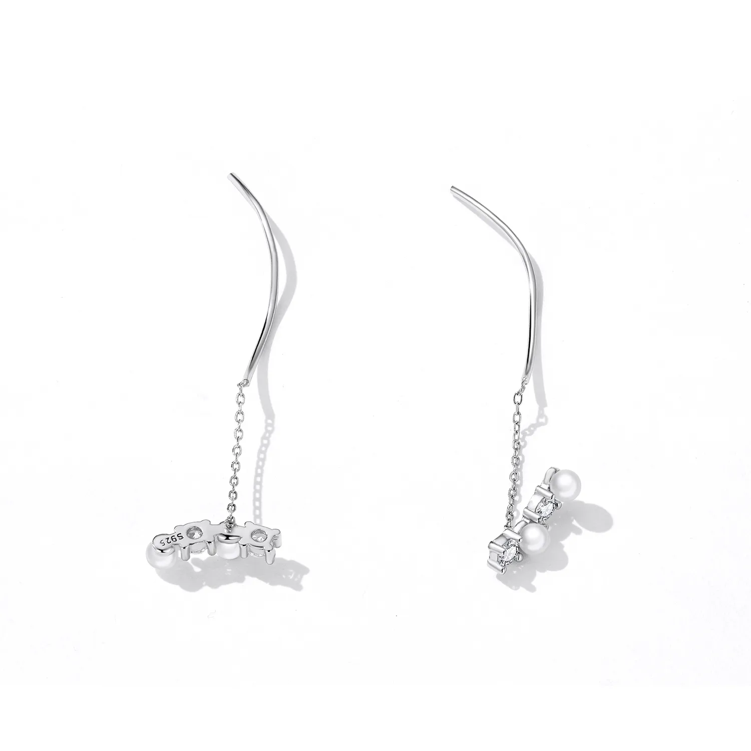 Pandora Style Bead Zircon Hanging Earrings - SCE1448