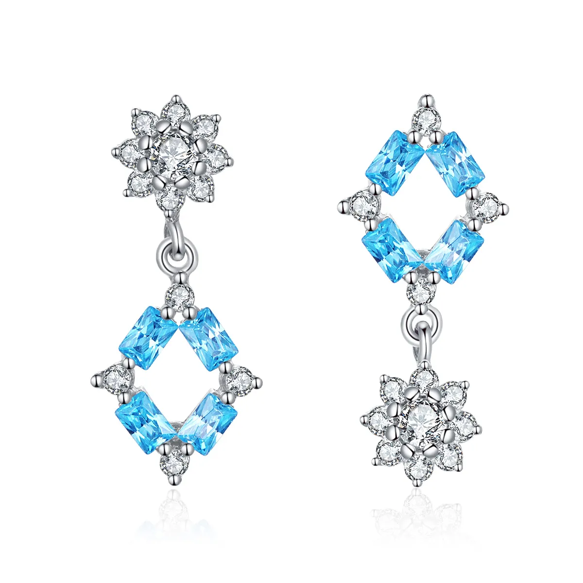 pandora style blue light hanging earrings bse200
