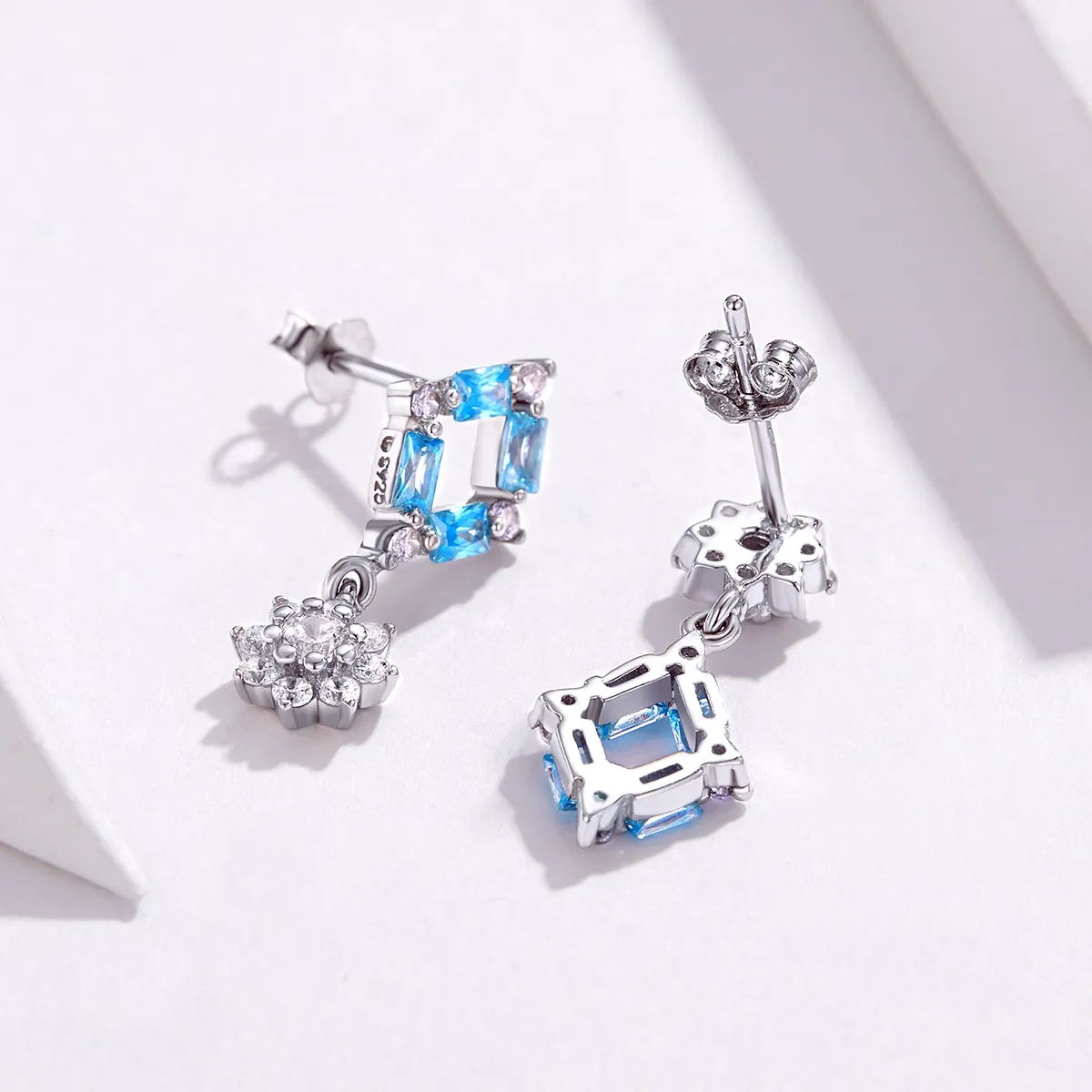 Pandora Style Blue Light Hanging Earrings - BSE200