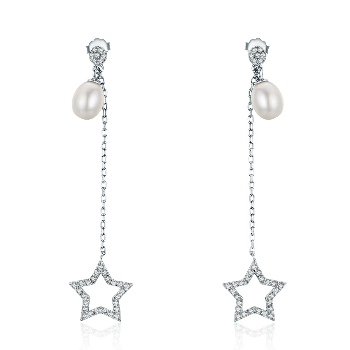 pandora style bright stars hanging earrings vse127