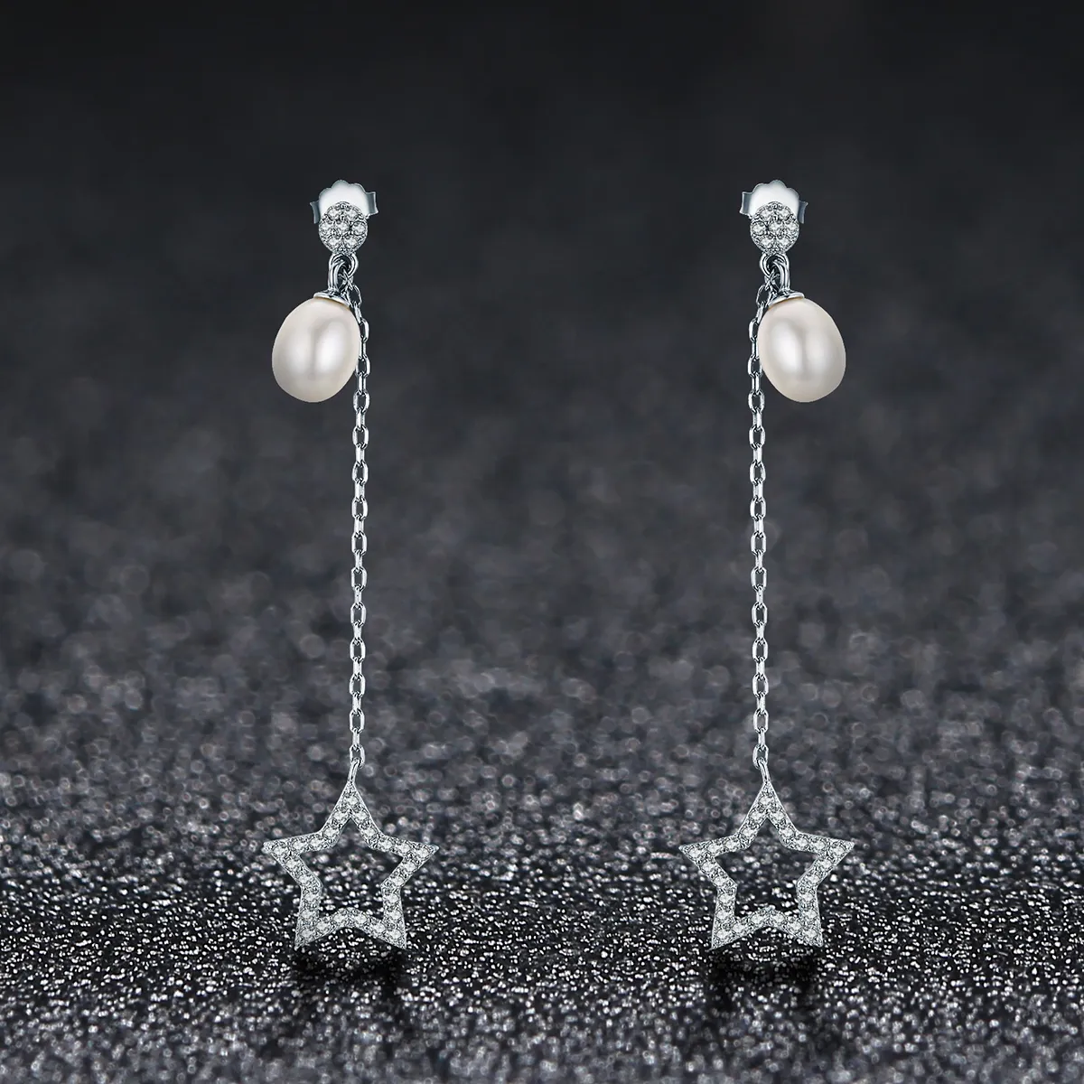 Pandora Style Bright Stars Hanging Earrings - VSE127