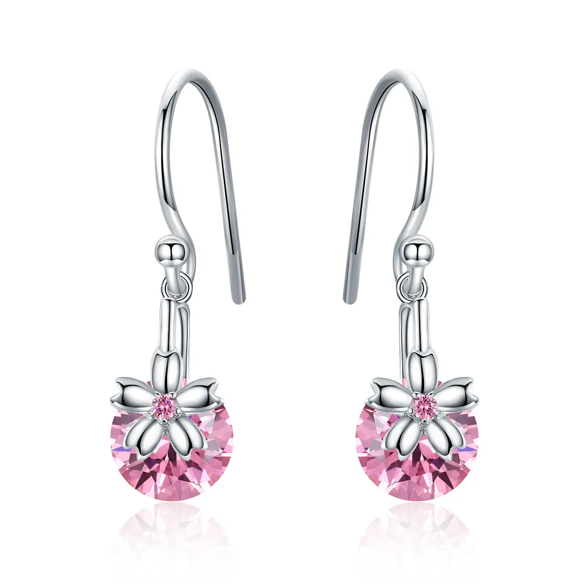 pandora style cherry blossoms hanging earrings bse039