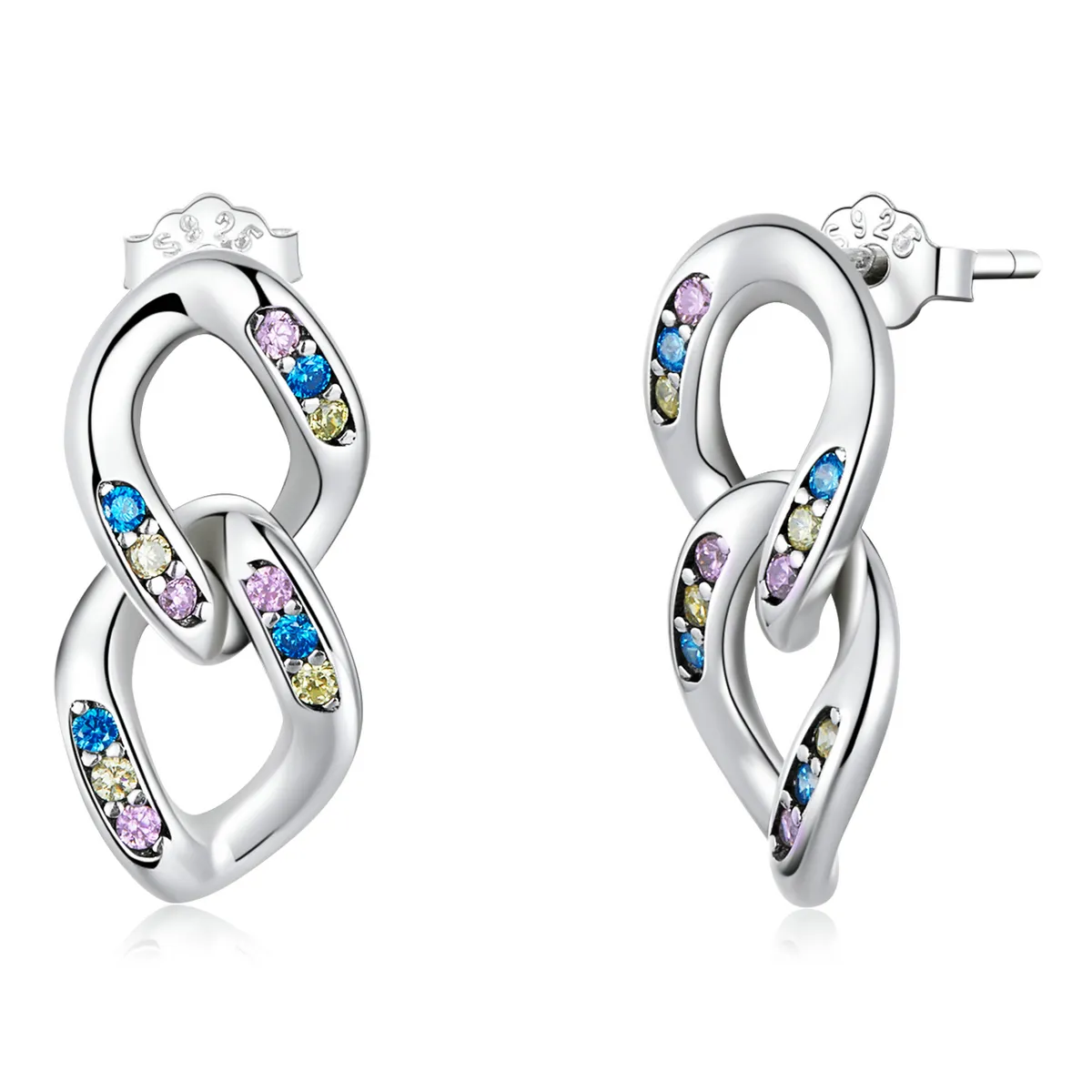 pandora style double chain hanging earrings sce1377