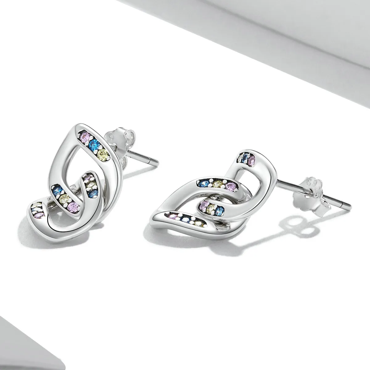 Pandora Style Double Chain Hanging Earrings - SCE1377
