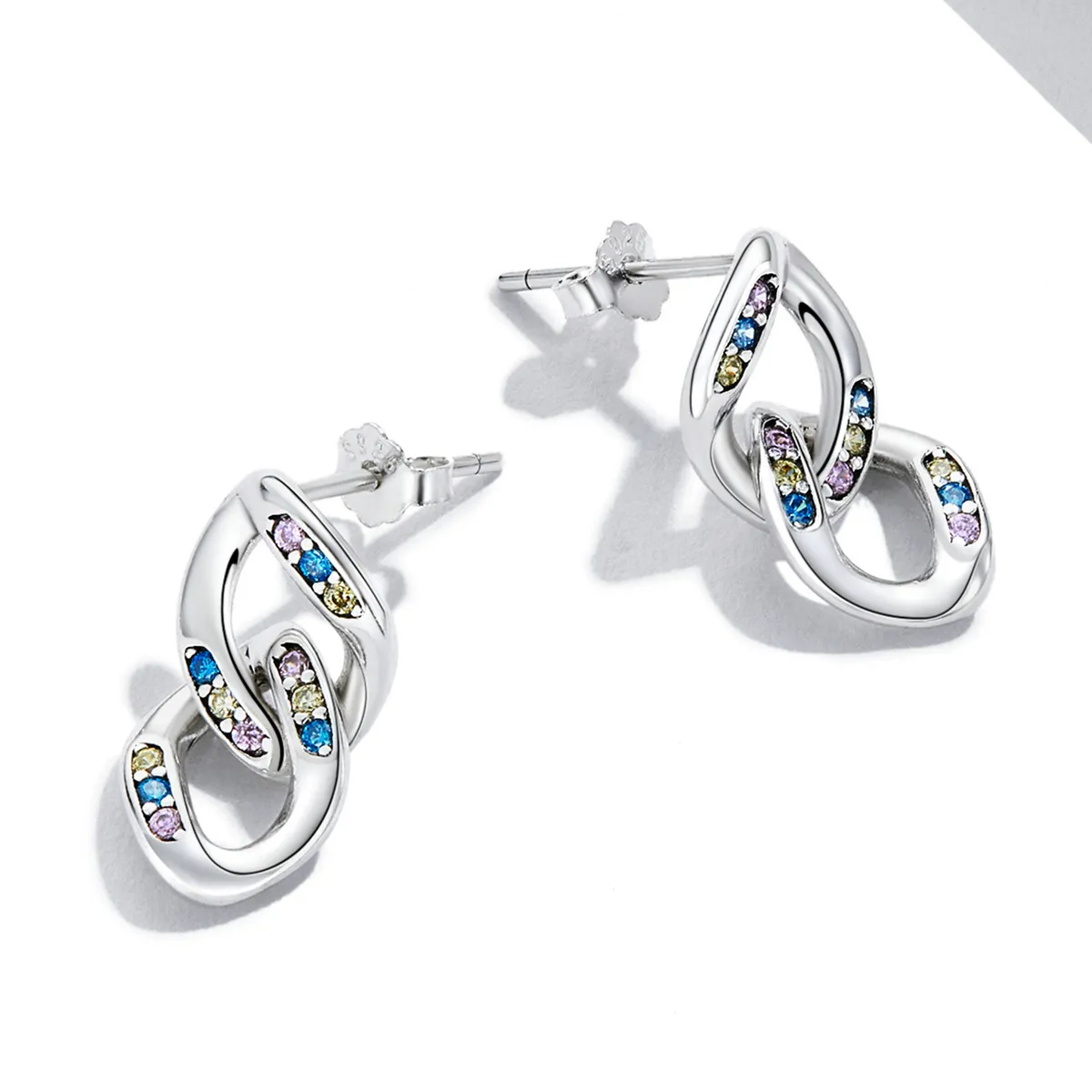 Pandora Style Double Chain Hanging Earrings - SCE1377