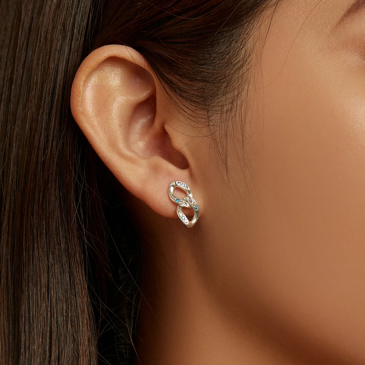 Pandora Style Double Chain Hanging Earrings - SCE1377