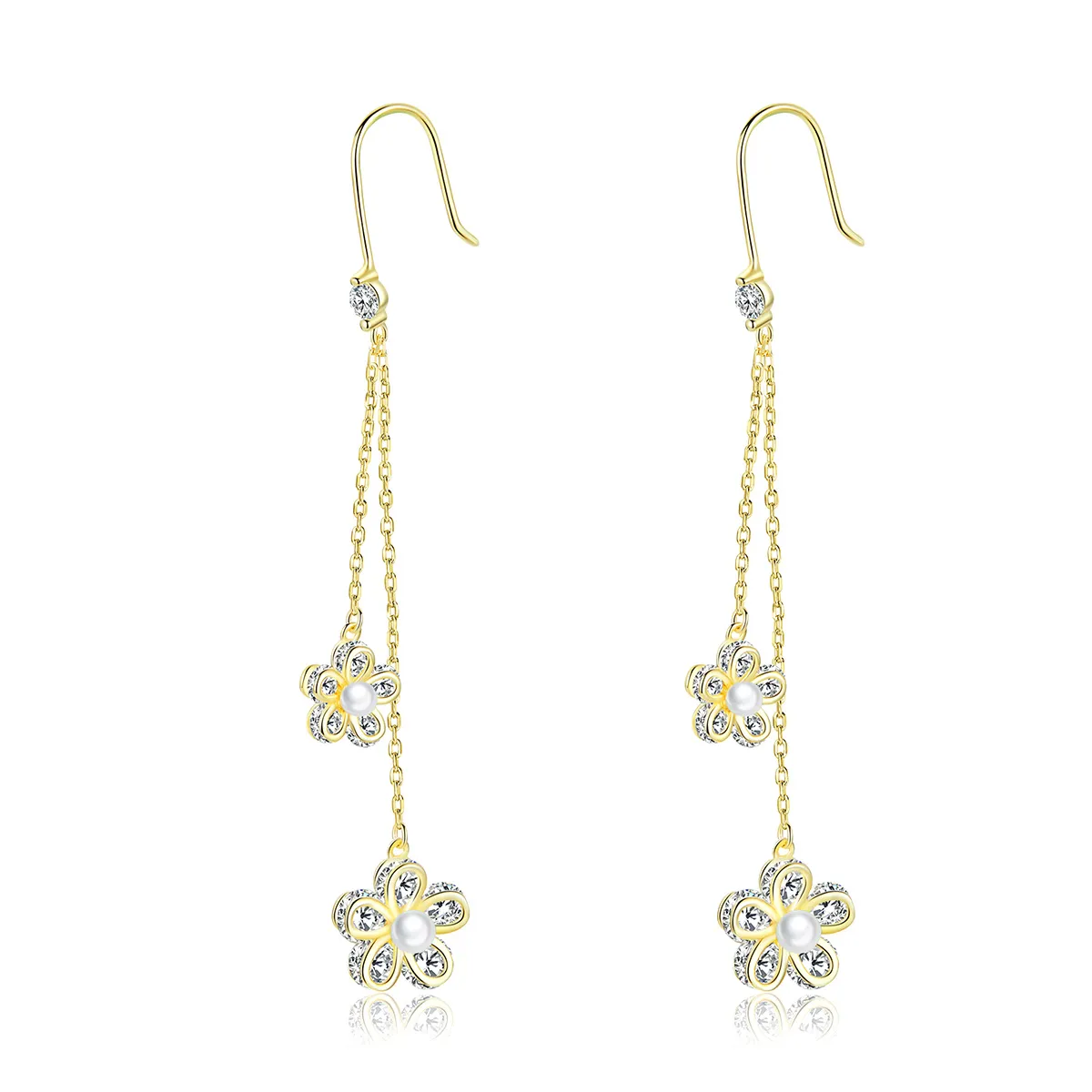 pandora style flower light hanging earrings bse197