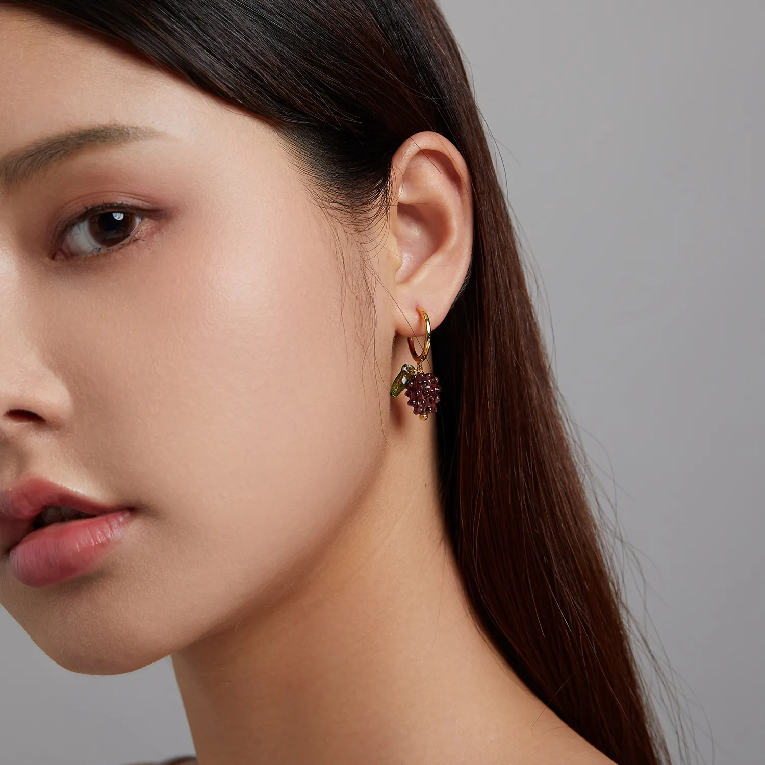 Pandora Style Glazed Grapes Hanging Earrings - SCE1213