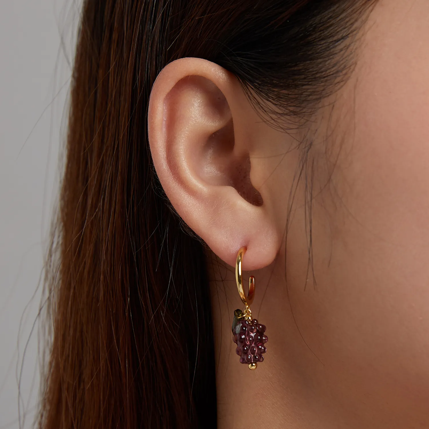 Pandora Style Glazed Grapes Hanging Earrings - SCE1213