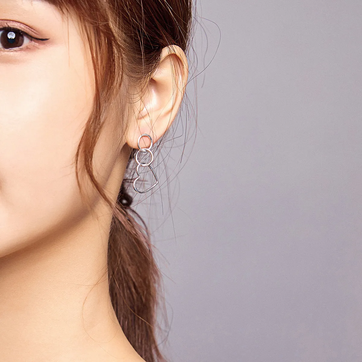 Pandora Style Love Hanging Earrings - SCE916