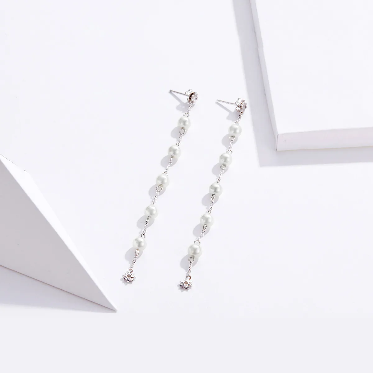 Pandora Style Pearl Tassel Hanging Earrings - BSE185