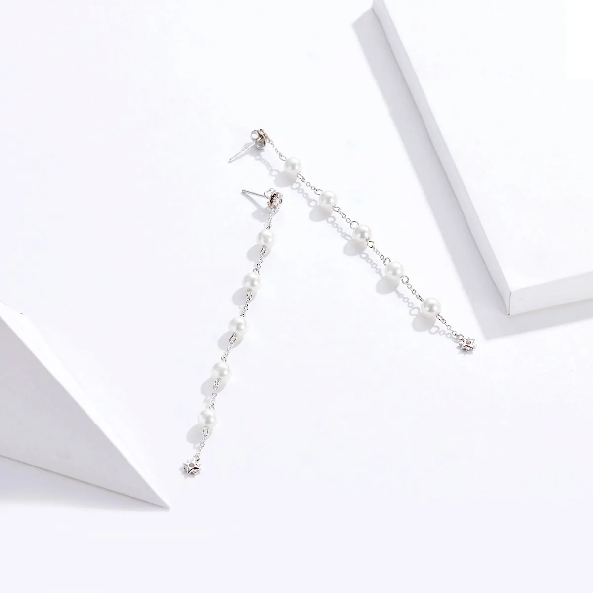 Pandora Style Pearl Tassel Hanging Earrings - BSE185