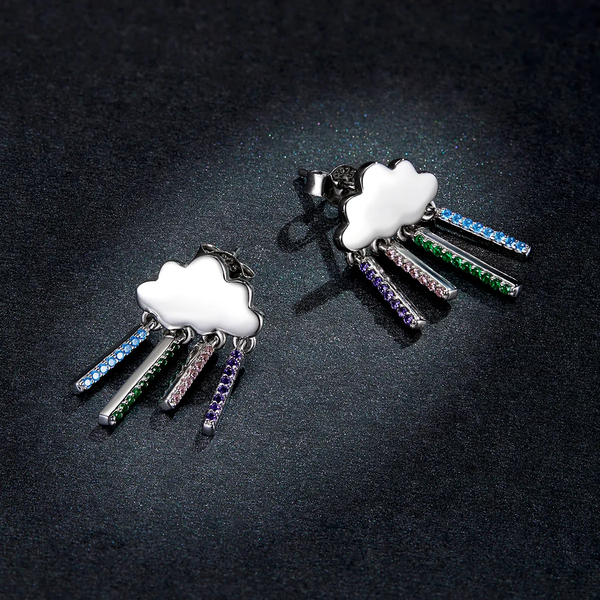 Pandora Style Rainbow Rain Hanging Earrings - BSE468