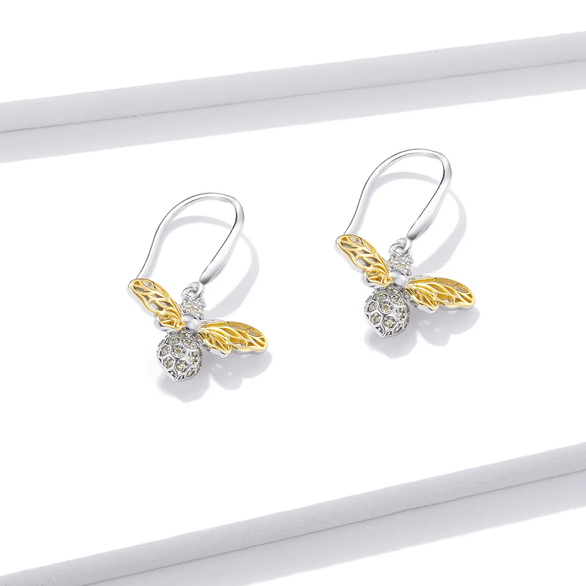 Pandora Style Sparkle Bee Hanging Earrings - BSE452